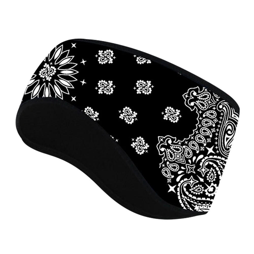 Outdoor Winter Earmuff Headband Faux Cashmere Forehead Protection Cycling Running Warm Hair Band - Black - 1