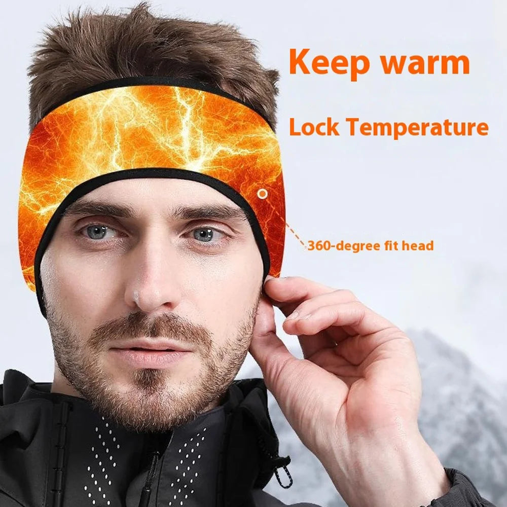 Outdoor Winter Earmuff Headband Faux Cashmere Forehead Protection Cycling Running Warm Hair Band - Black - 3