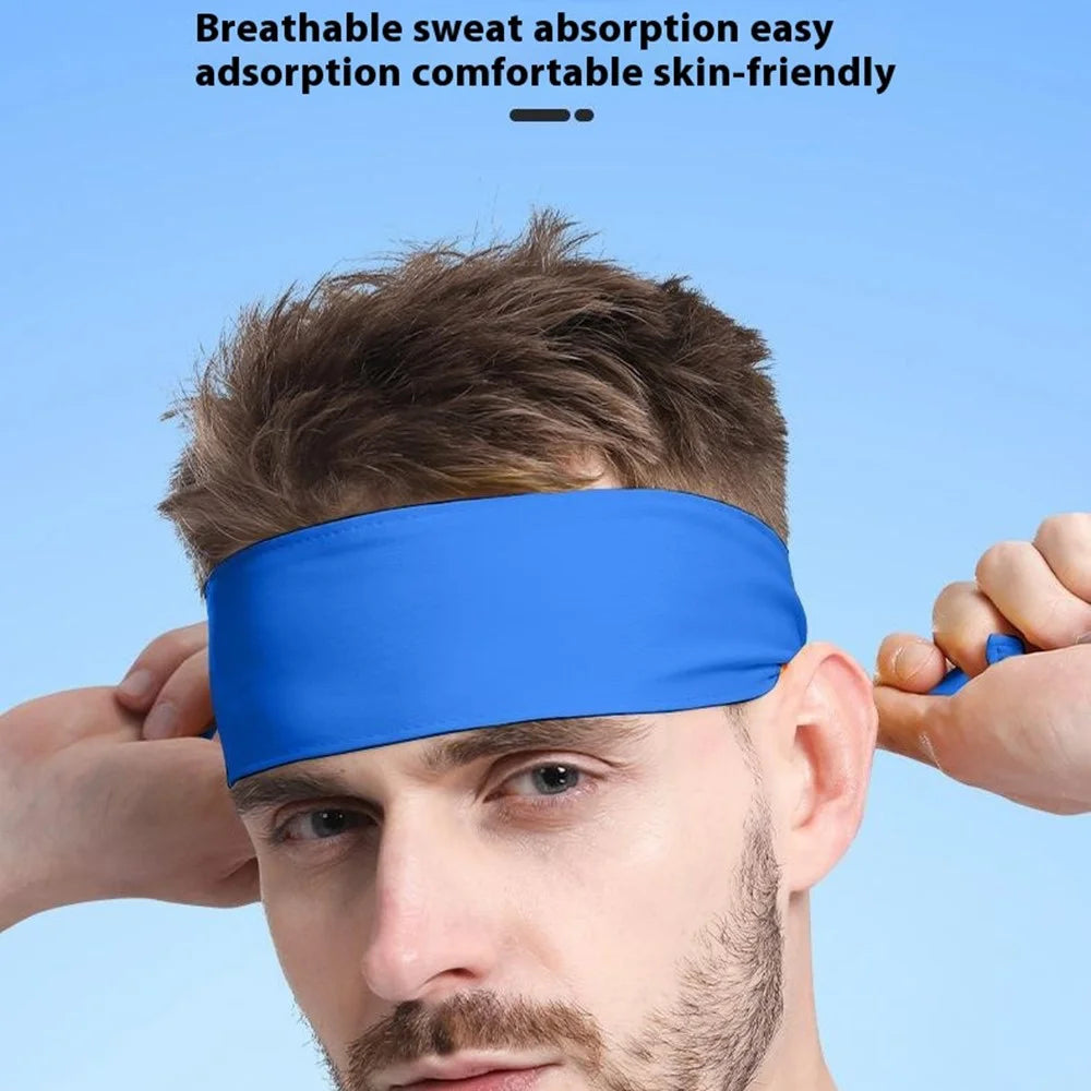 105 Tennis Headband Moisture Wicking Sports Cycling Milk Silk Quick Dry Adjustable Sweatband - Sapphire - 2