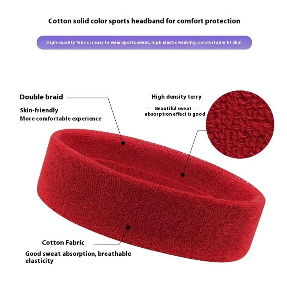 Sports Headband Sweat Absorbing Sweatband Hair Band Running Forehead Protector - Red - 3