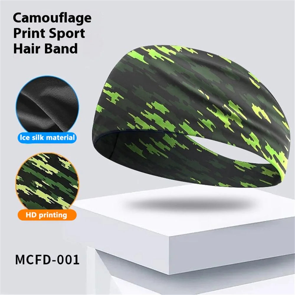 Camouflage Print Outdoor Sports Wide Headband for Yoga / Cycling / Running Breathable Sweatband - MCFD-001 - 2