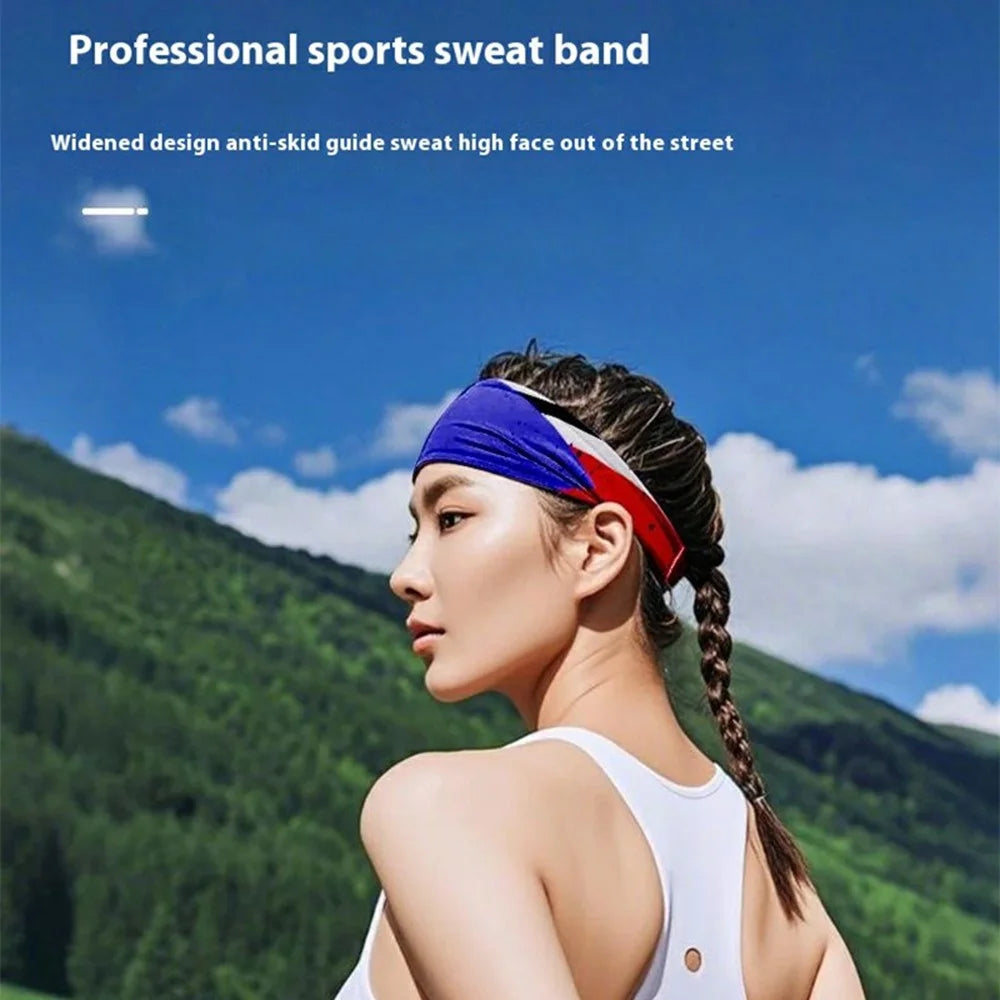 Marathon Sweatband American Flag Print Breathable Sports Headband Fitness Sweat Absorbing Hair Band - MGFD-027 - 2