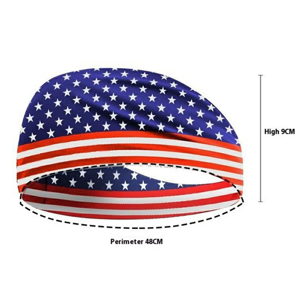 Marathon Sweatband American Flag Print Breathable Sports Headband Fitness Sweat Absorbing Hair Band - MGFD-027 - 4