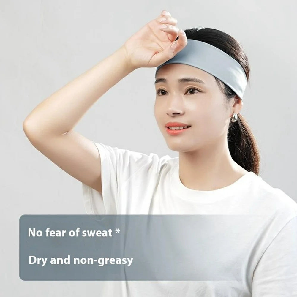 SK026 Unisex Sports Headband Cycling Basketball Running Fitness Yoga Moisture Wicking Elastic Hair Band - Baby Blue - 3