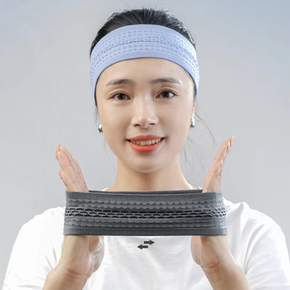 SK025 Sports Headband Yoga Running Basketball Cycling Sweat Wicking Quick Dry Hairband - Grey - 2