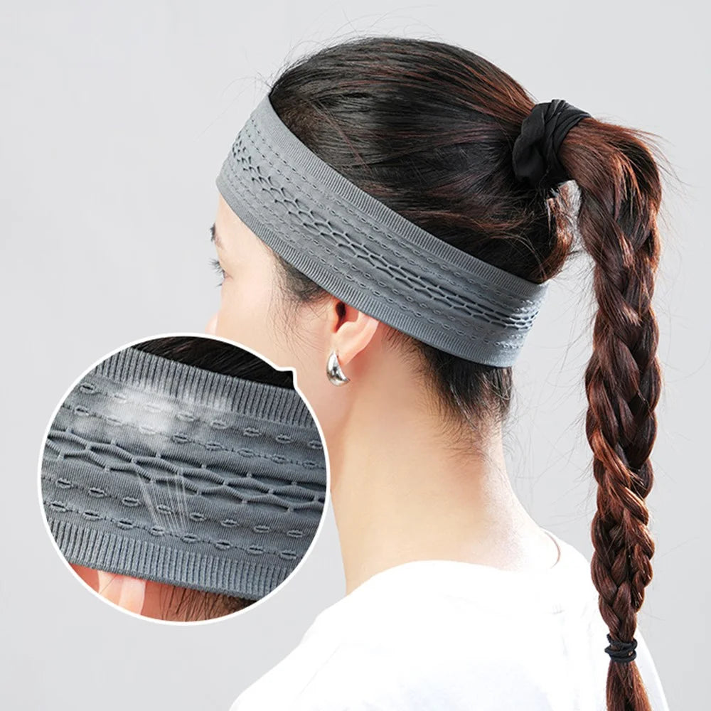 SK025 Sports Headband Yoga Running Basketball Cycling Sweat Wicking Quick Dry Hairband - Grey - 3