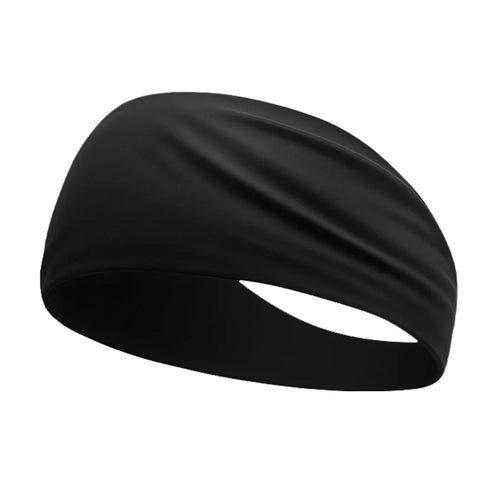 Summer Sports Headband Wide Breathable Milk Silk Sweatband Elastic Yoga Moisture Wicking Hair Band - CRFD001-Black - 1