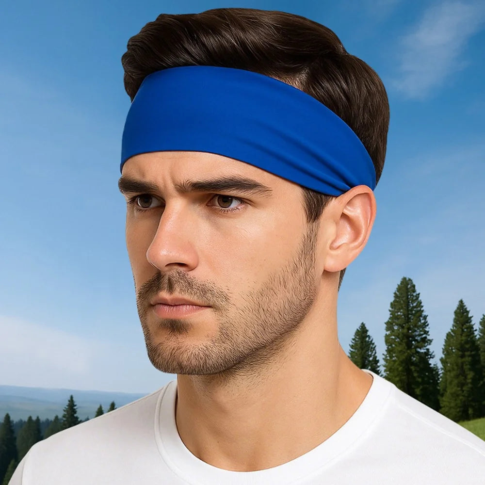 Summer Sports Headband Wide Breathable Milk Silk Sweatband Elastic Yoga Moisture Wicking Hair Band - CRFD001-Black - 3