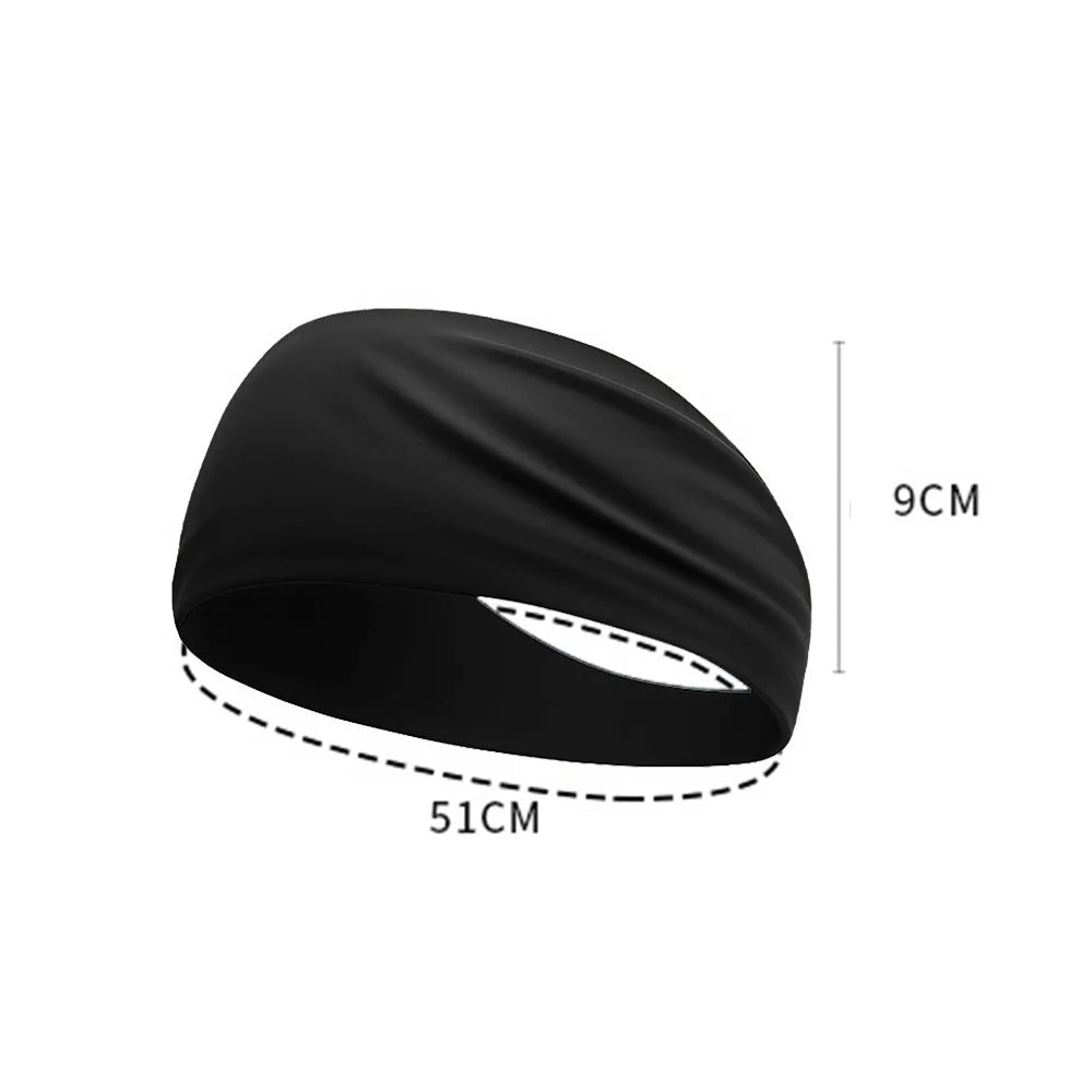 Summer Sports Headband Wide Breathable Milk Silk Sweatband Elastic Yoga Moisture Wicking Hair Band - CRFD001-Black - 7