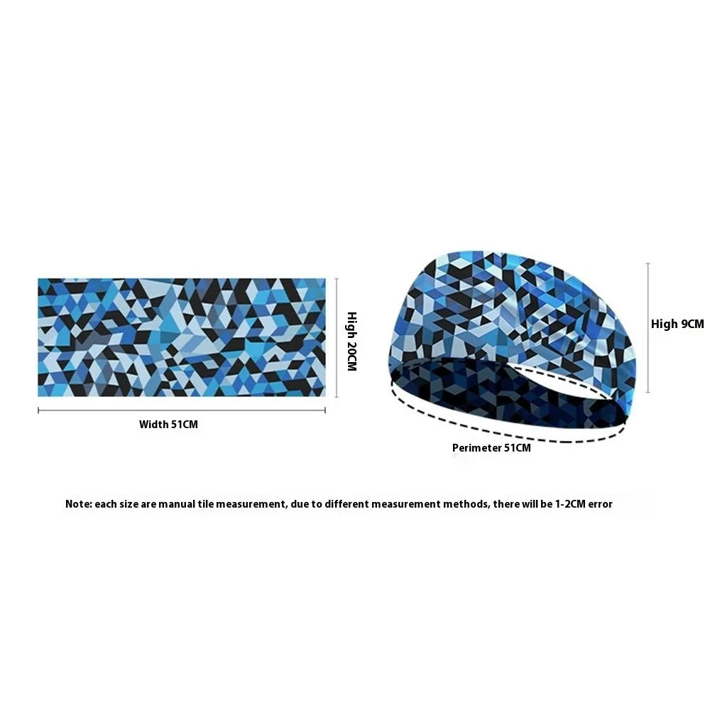 Summer Sports Yoga Headband Breathable Milk Silk Sweatband Elastic Moisture Wicking Hair Band - CRFD026-Camouflage Blue - 7