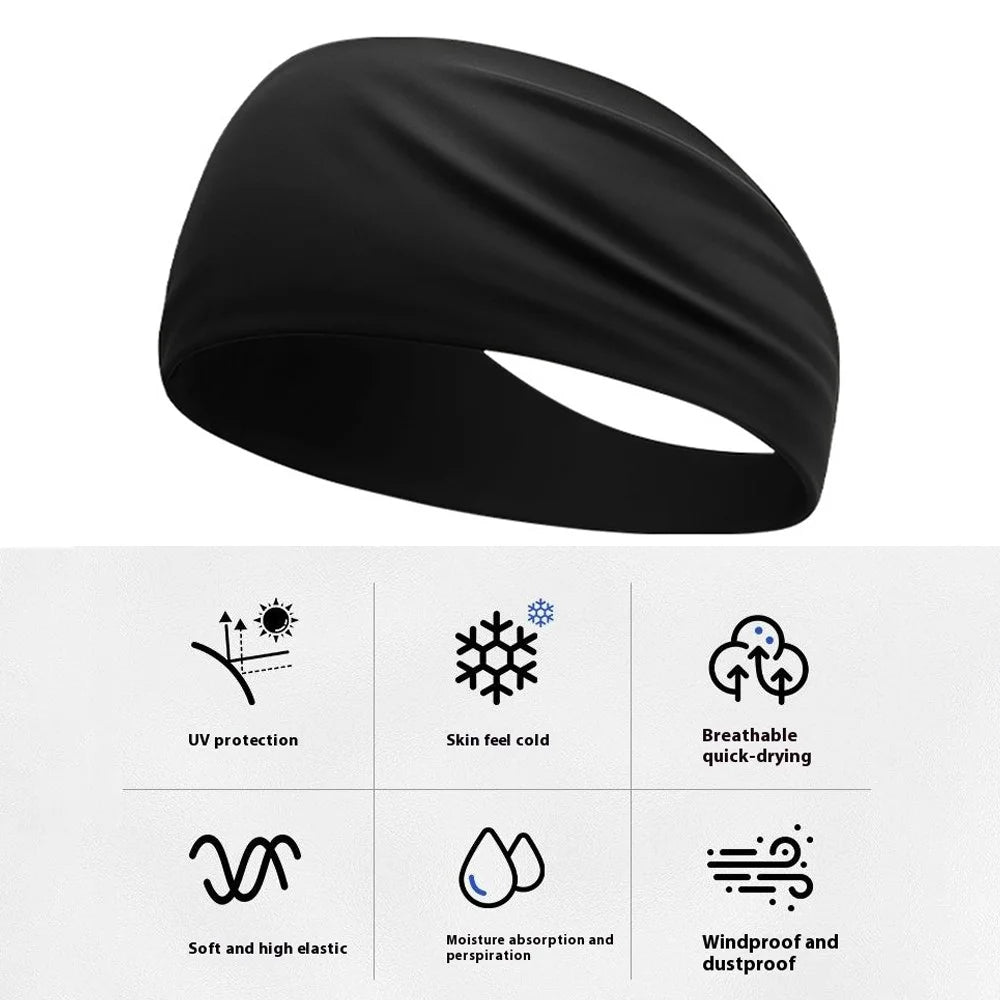 Summer Kids Sports Headband Milk Silk Sweat Wicking Breathable Elastic Hair Band for Running Outdoor Activities - Black - 2