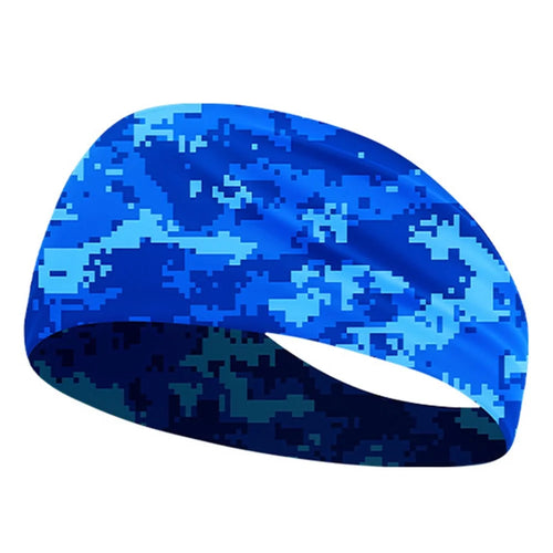 Summer Kids Sports Headband Milk Silk Sweat Wicking Elastic Hair Band for Running Outdoor Activities - Camouflage Blue - 1