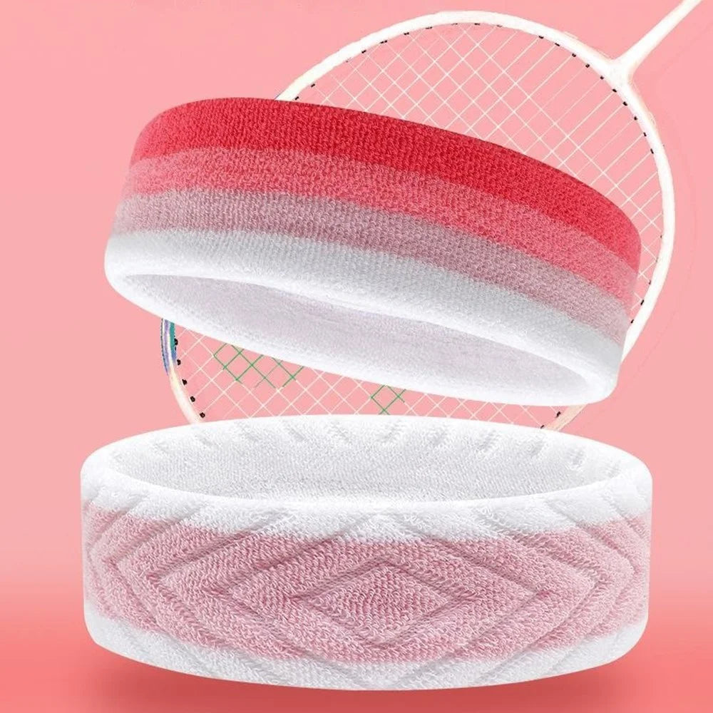 Sports Headband Sweat Absorbing Unisex Hair Band 19x5cm for Running Fitness Yoga Face Washing - Rose - 2