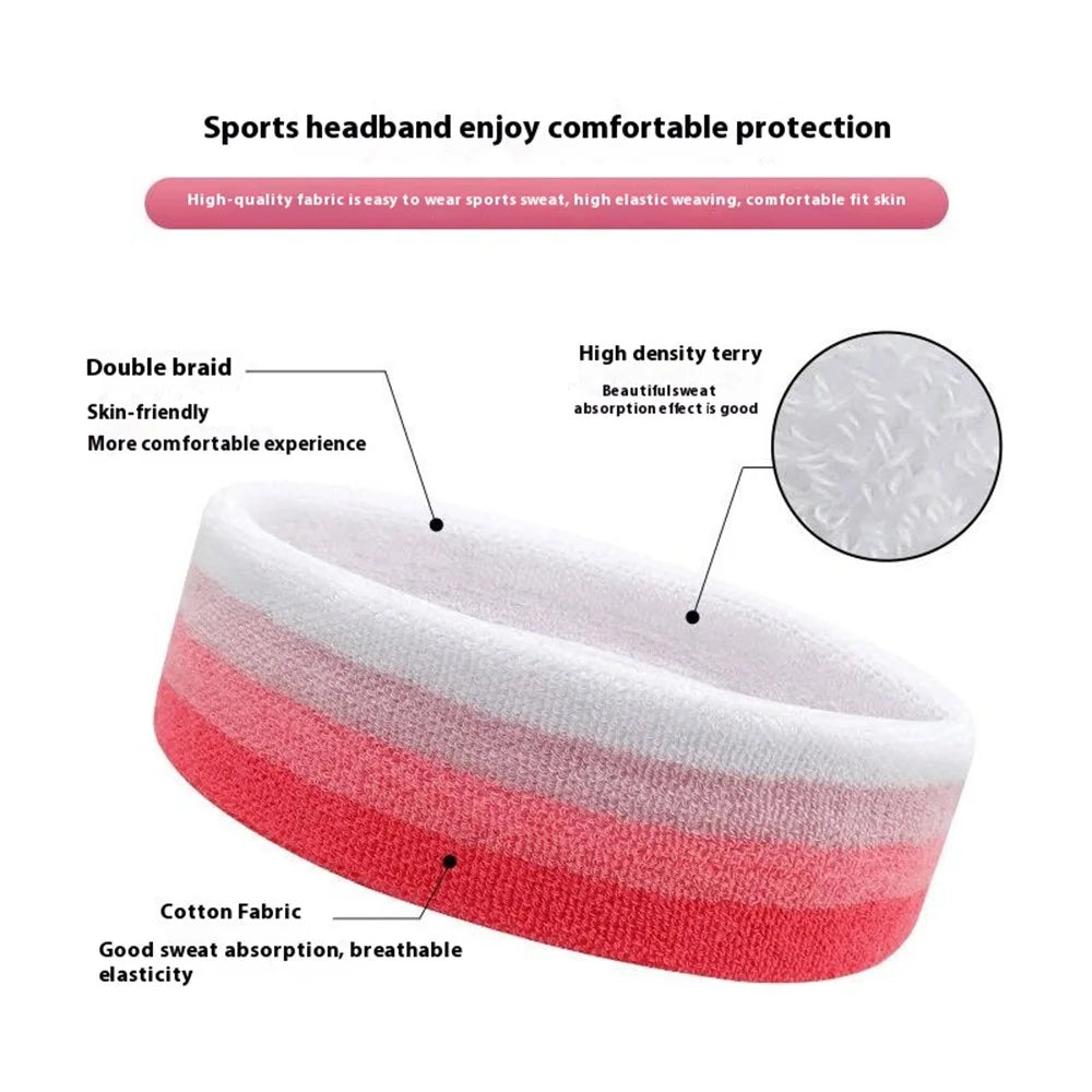 Sports Headband Sweat Absorbing Unisex Hair Band 19x5cm for Running Fitness Yoga Face Washing - Rose - 3