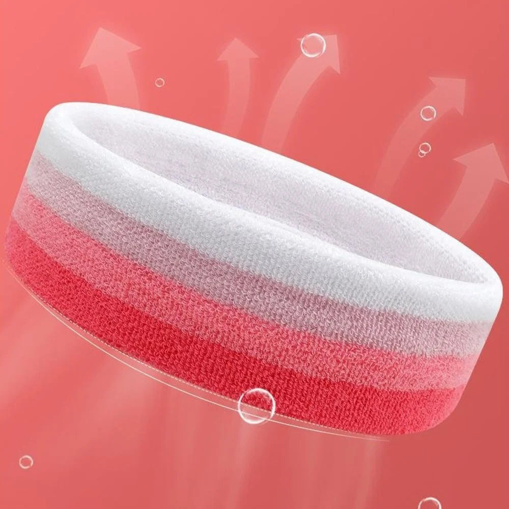 Sports Headband Sweat Absorbing Unisex Hair Band 19x5cm for Running Fitness Yoga Face Washing - Rose - 4
