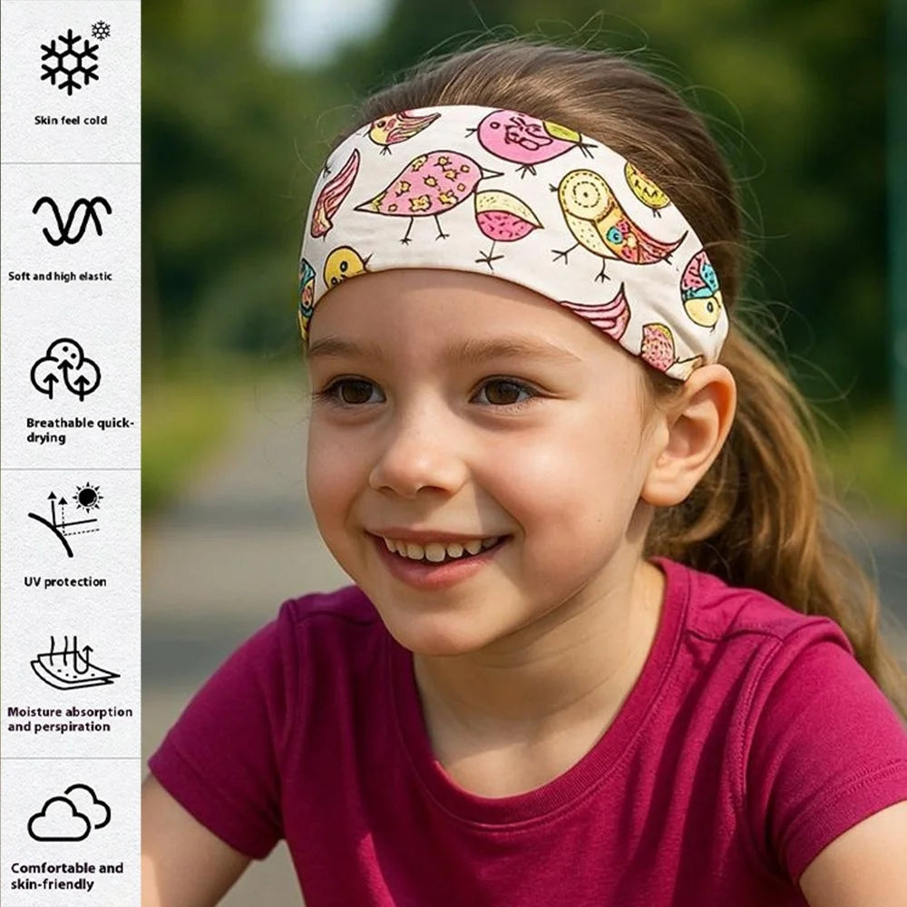 Children Sports Headband Wide Breathable Sweat-Wicking Cartoon Print Sweatband - YHETFD-001 - 2