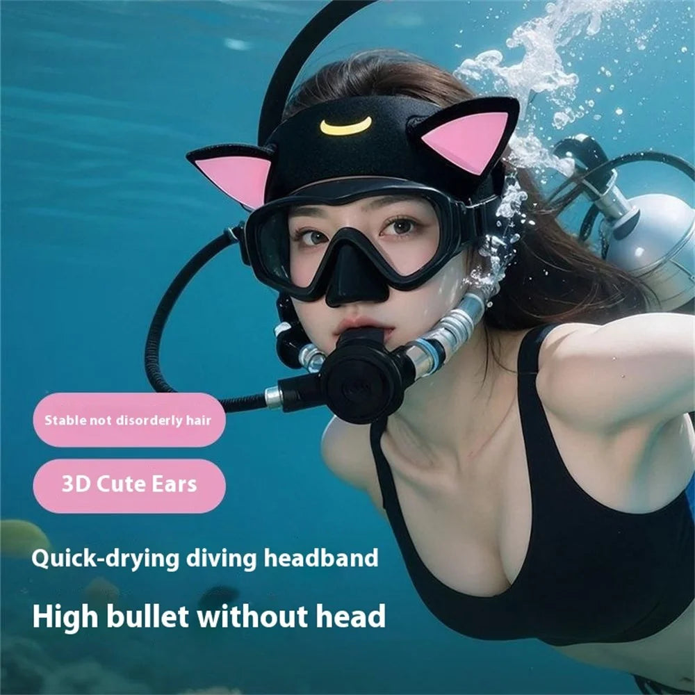 GOLOVEJOY XTJ161 Cat Ear Swimming Headband Women Neoprene Quick Dry Sports Hair Band - 2