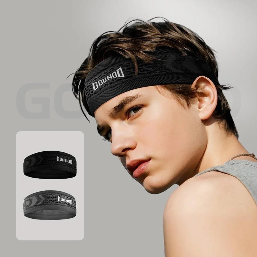 GOUNOD TD001 Sweat Absorbing Fitness Headband Breathable Quick Dry Sports Sweatband for Men Women - Black - 2