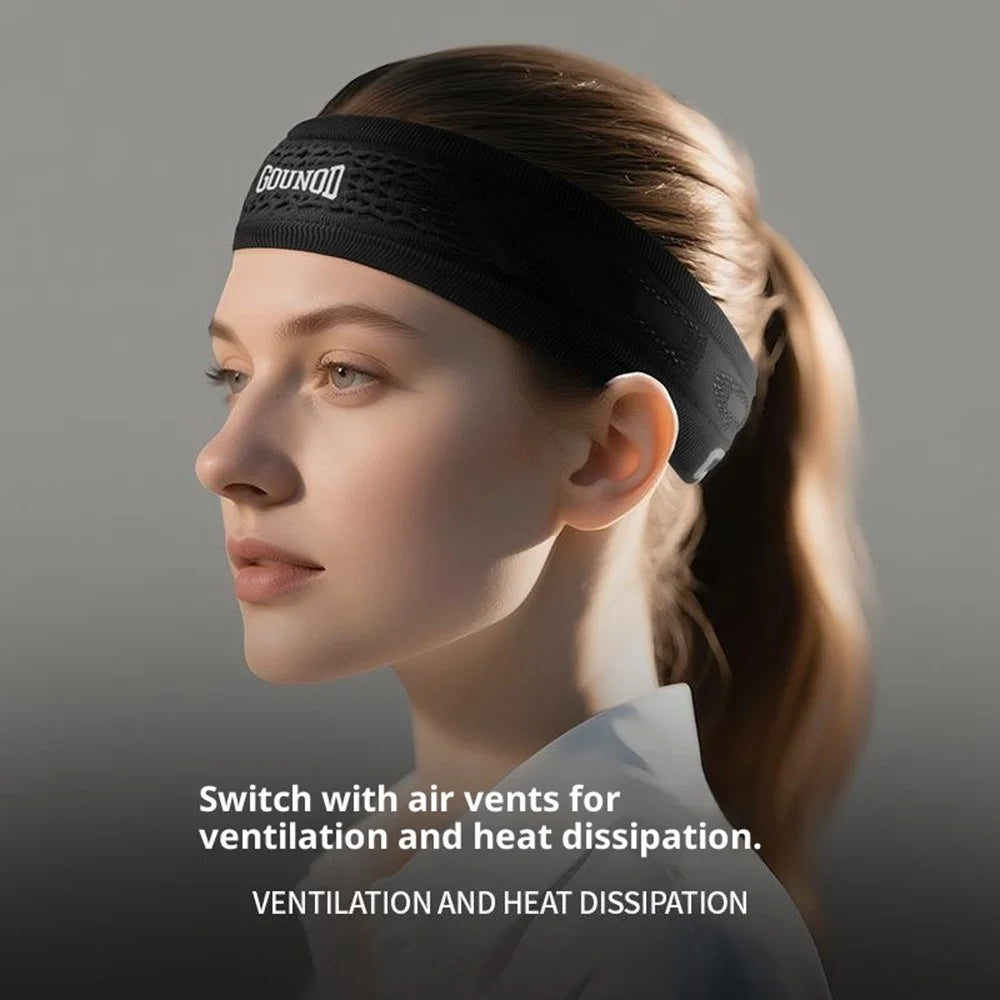 GOUNOD TD001 Sweat Absorbing Fitness Headband Breathable Quick Dry Sports Sweatband for Men Women - Black - 3