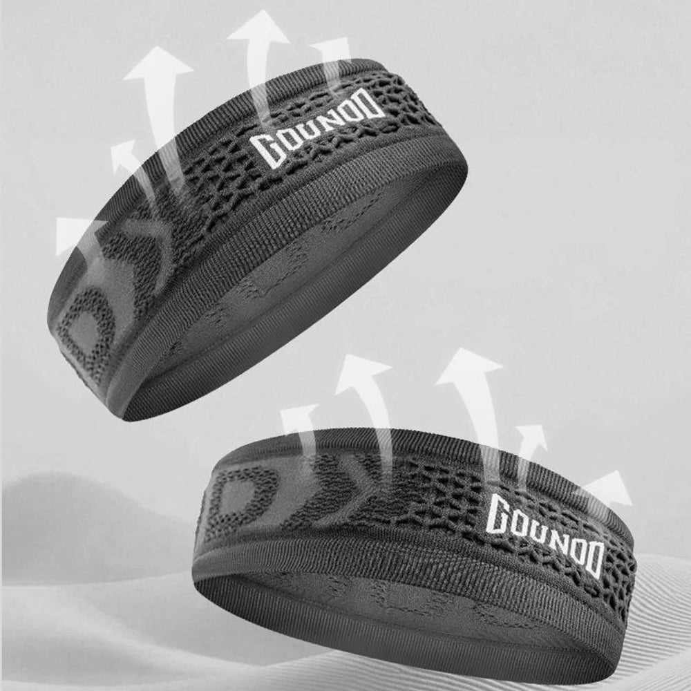 GOUNOD TD001 Sweat Absorbing Fitness Headband Breathable Quick Dry Sports Sweatband for Men Women - Black - 5