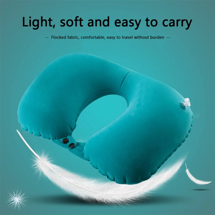 928 Travel Neck Pillow Automatic Inflatable Head Support U-Shaped Ultralight Neck Support for Office Car Rest - Blue - 3
