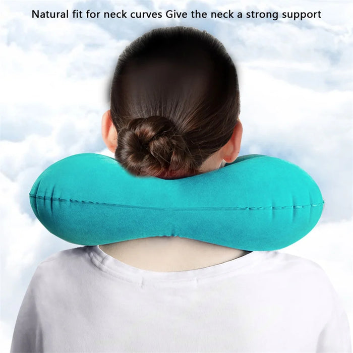 928 Travel Neck Pillow Automatic Inflatable Head Support U-Shaped Ultralight Neck Support for Office Car Rest - Blue - 4
