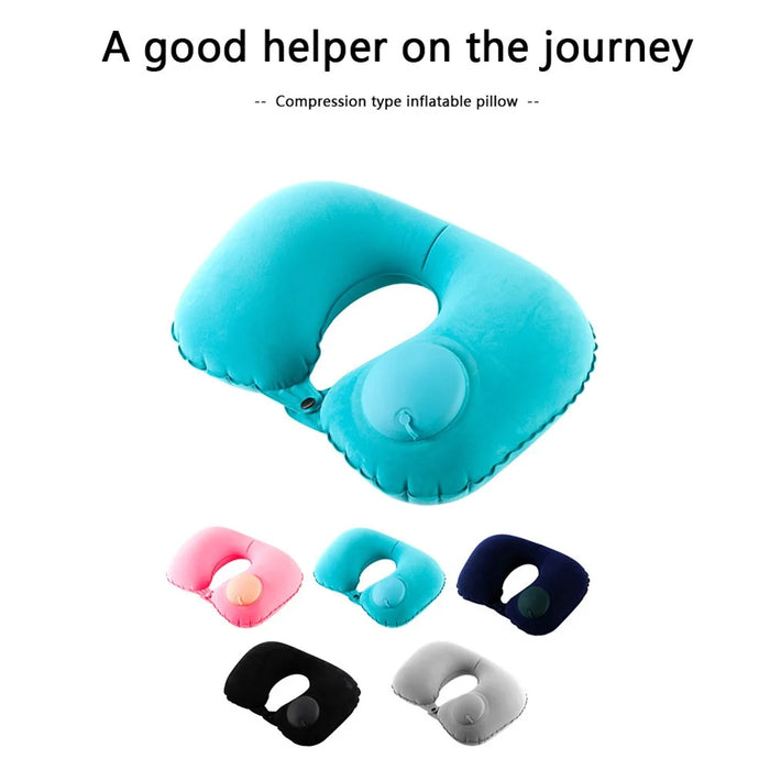 928 Travel Neck Pillow Automatic Inflatable Head Support U-Shaped Ultralight Neck Support for Office Car Rest - Blue - 6