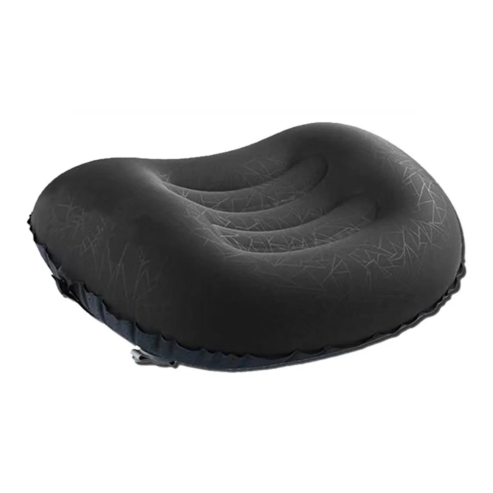 GM-SIP10 Inflatable Camping Pillows Fabric+TPU Blow Up Air Pillow with Strap for Camping Hiking - Black - 1