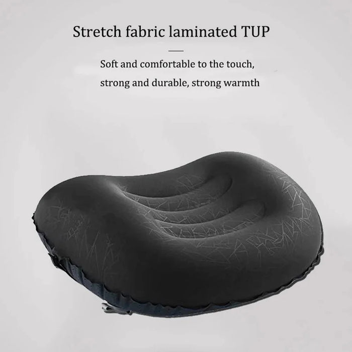GM-SIP10 Inflatable Camping Pillows Fabric+TPU Blow Up Air Pillow with Strap for Camping Hiking - Black - 3