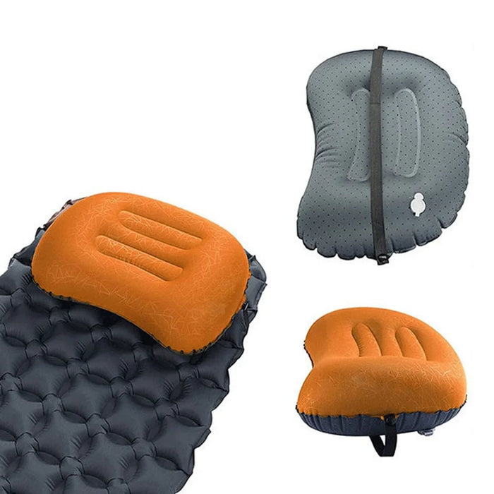 GM-SIP10 Inflatable Camping Pillows Fabric+TPU Blow Up Air Pillow with Strap for Camping Hiking - Black - 6