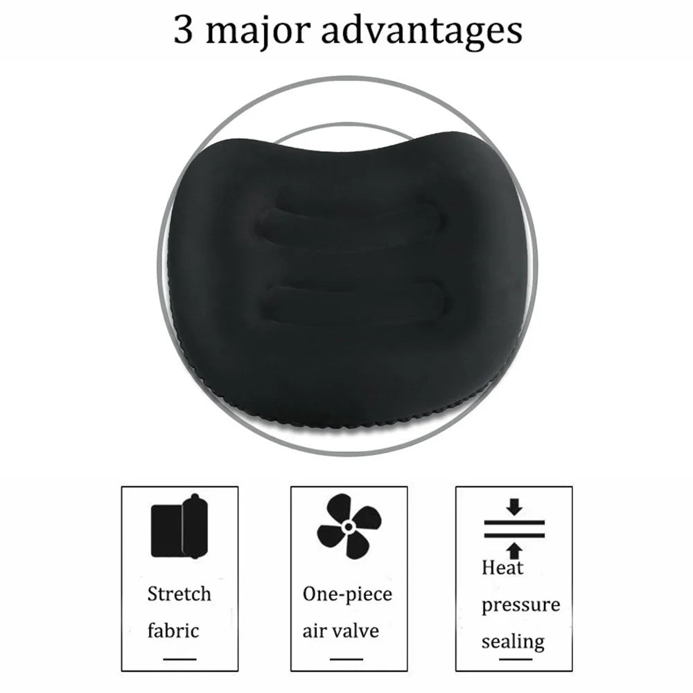 GM-SIP10 Inflatable Camping Pillow Outdoor Cushions Fabric+TPU Travel Pillow - Black - 2