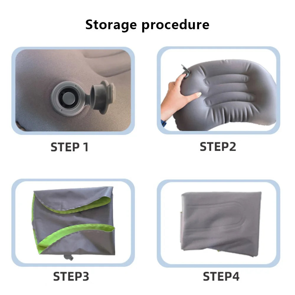 GM-SIP10 Inflatable Camping Pillow Outdoor Cushions Fabric+TPU Travel Pillow - Black - 7