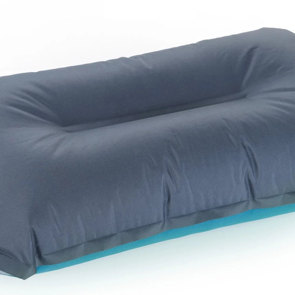 Inflatable Sponge Pillow Camping Travel Pillow Fabric+TPU Head Rest Cushion - Blue - 3