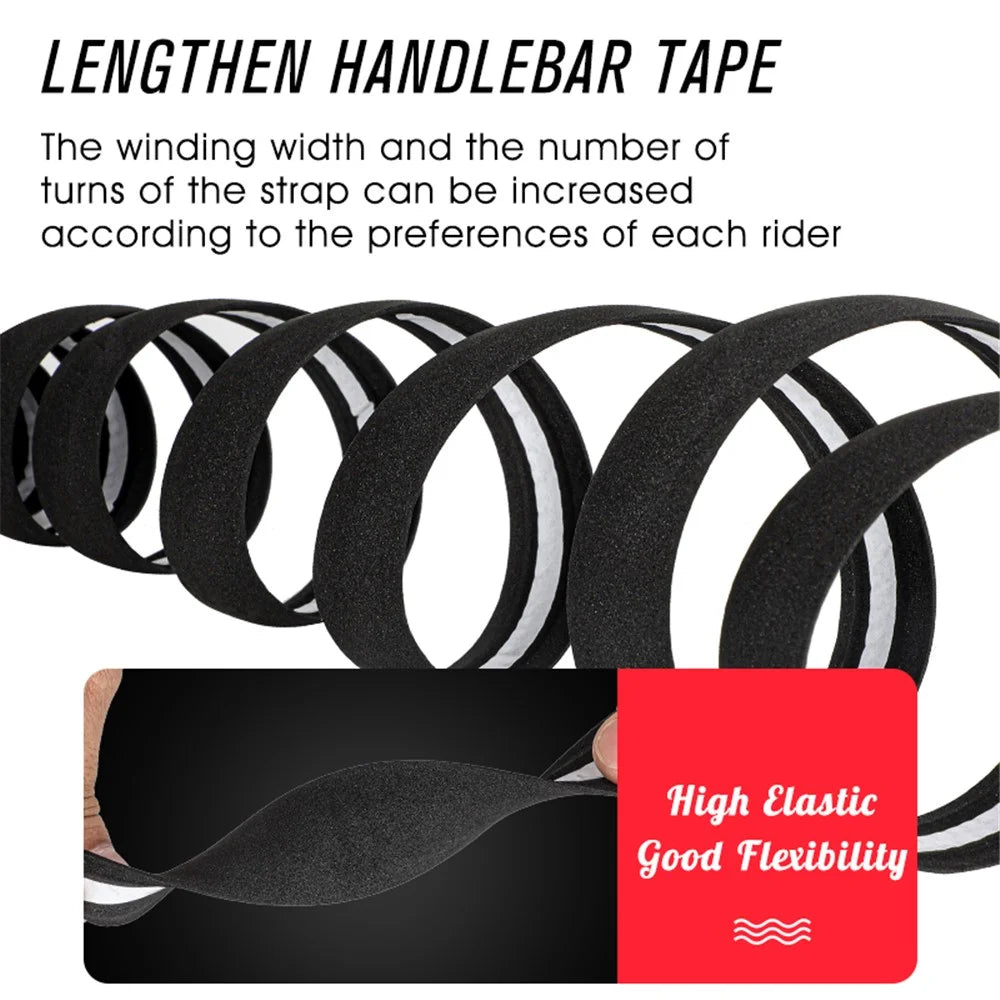 WEST BIKING EVA Foam Self-Adhesive Bike Handlebar Tape Cycling Handle Bar Wraps Tape - Black - 5