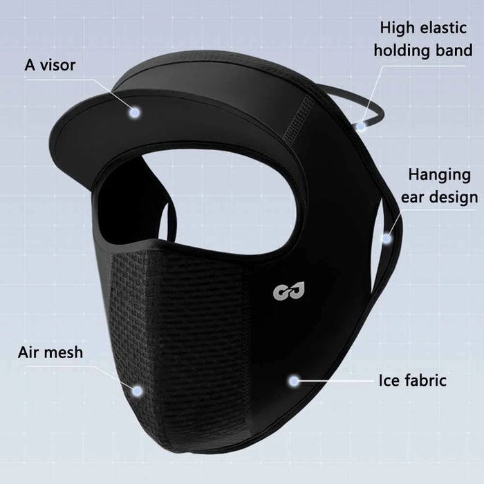 GOLOVEJOY XTJ133 Cycling Sun Hat UV Protective Visor Face Mask Summer Outdoor Face Cover - Black - 5