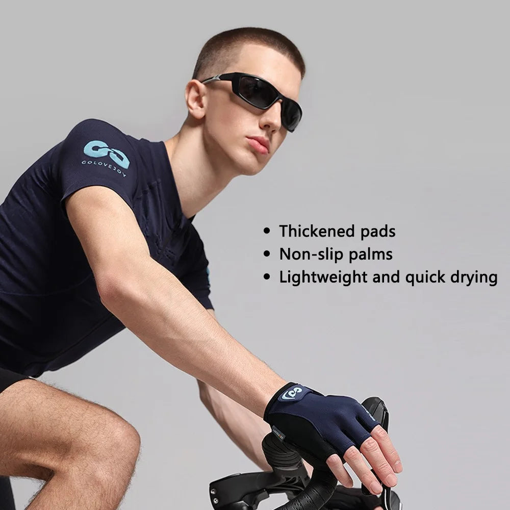 XG81 1 Pair Half-Finger Gloves Anti-Slip Shock-Absorbing Hand Gloves for Men, Women - Black / S - 2