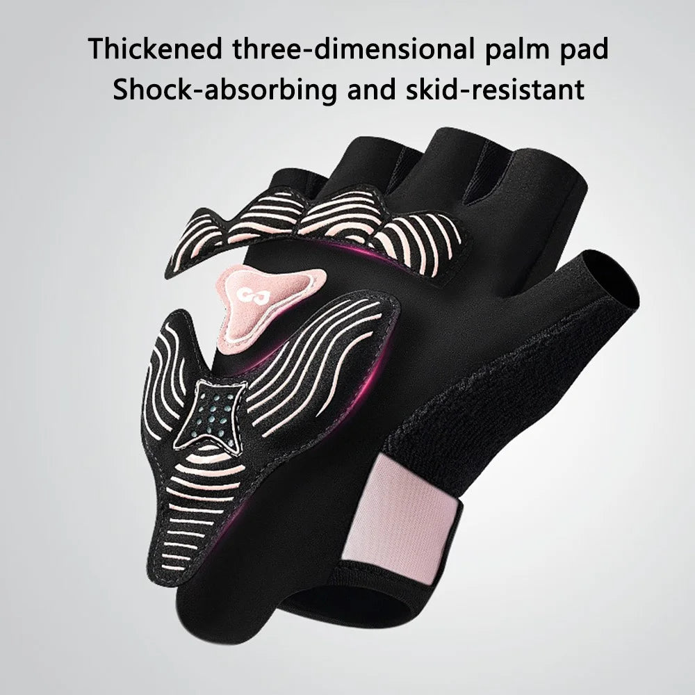 XG81 1 Pair Half-Finger Gloves Anti-Slip Shock-Absorbing Hand Gloves for Men, Women - Black / S - 3