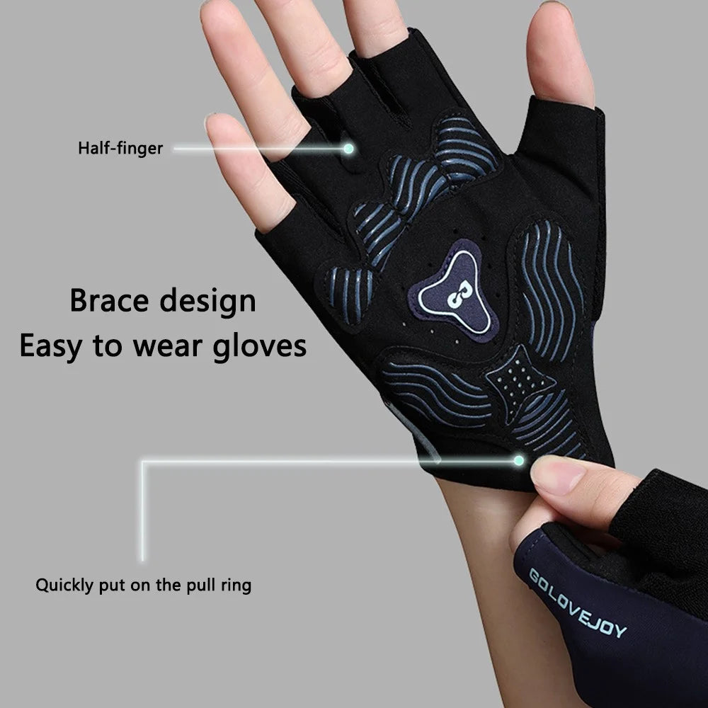 XG81 1 Pair Half-Finger Gloves Anti-Slip Shock-Absorbing Hand Gloves for Men, Women - Black / S - 5