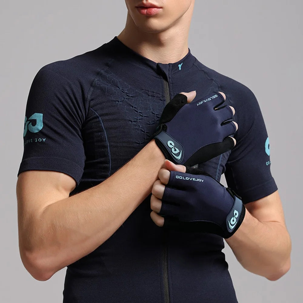 XG81 1 Pair Half-Finger Gloves Anti-Slip Shock-Absorbing Hand Gloves for Men, Women - Black / S - 6