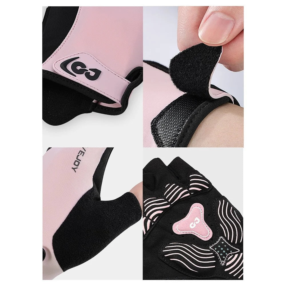 XG81 1 Pair Half-Finger Gloves Anti-Slip Shock-Absorbing Hand Gloves for Men, Women - Black / S - 7