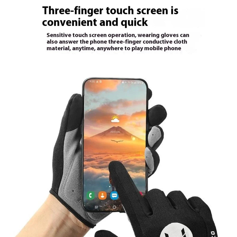 KYNCILOR 1 Pair Summer Full Finger Cycling Gloves Touch Screen Shock-Absorbed Hand Gloves - Black / M - 3