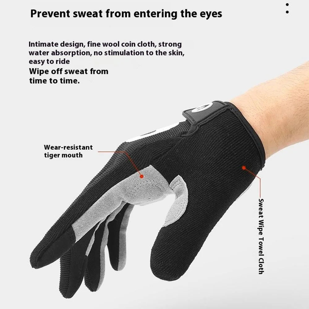 KYNCILOR 1 Pair Summer Full Finger Cycling Gloves Touch Screen Shock-Absorbed Hand Gloves - Black / M - 4