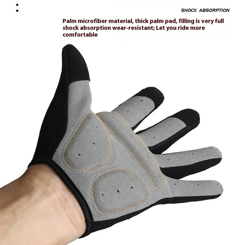 KYNCILOR 1 Pair Summer Full Finger Cycling Gloves Touch Screen Shock-Absorbed Hand Gloves - Black / M - 5