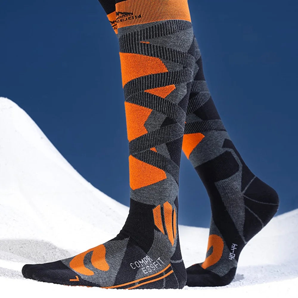 GOLOVEJOY DWZ05 1 Pair Sport Compression Socks Winter Warm High Tube Ski Calf Socks - Yellow / Size 40-44 - 2
