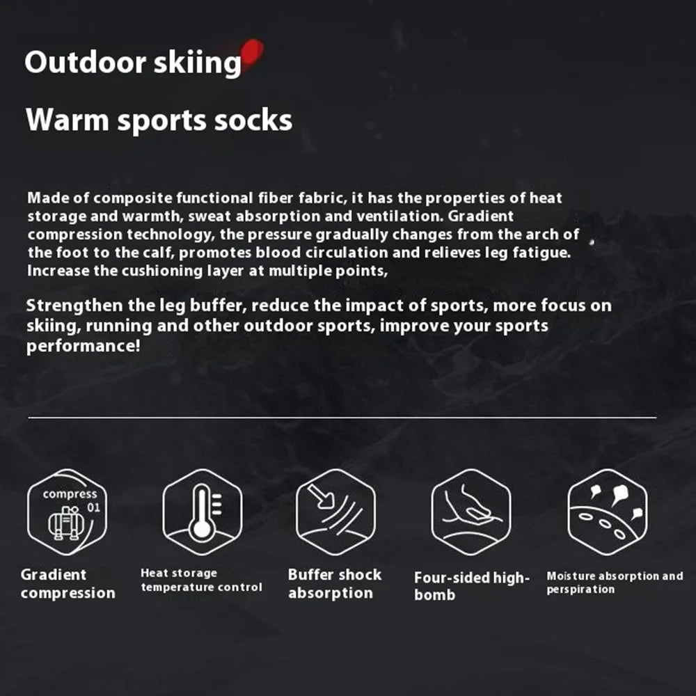 GOLOVEJOY DWZ05 1 Pair Sport Compression Socks Winter Warm High Tube Ski Calf Socks - Yellow / Size 40-44 - 7
