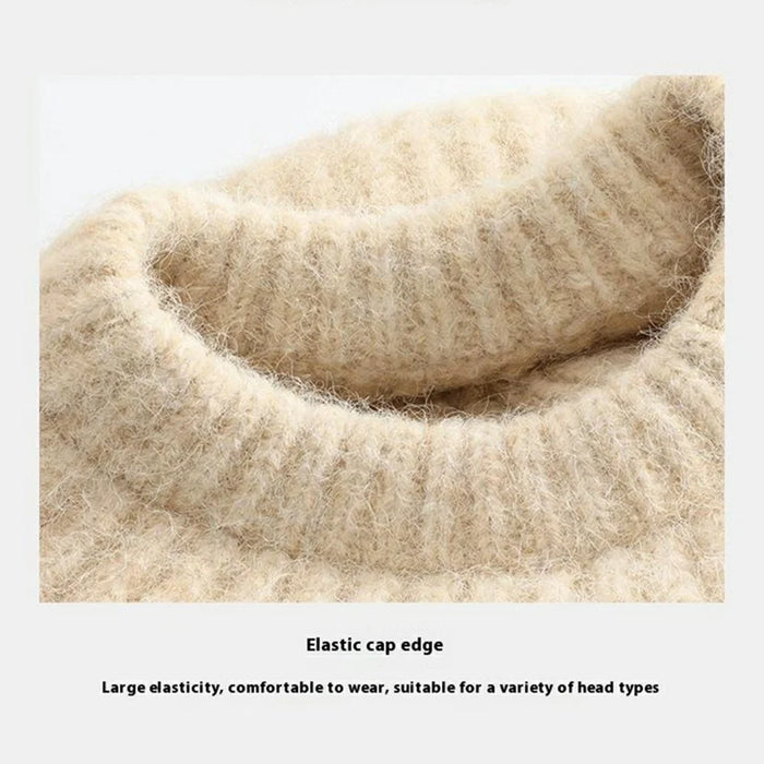 GOLOVEJOY DMZ103 Solid Color Winter Wool Warm Hat Elastic Knitted Beret Cap - Beige - 3