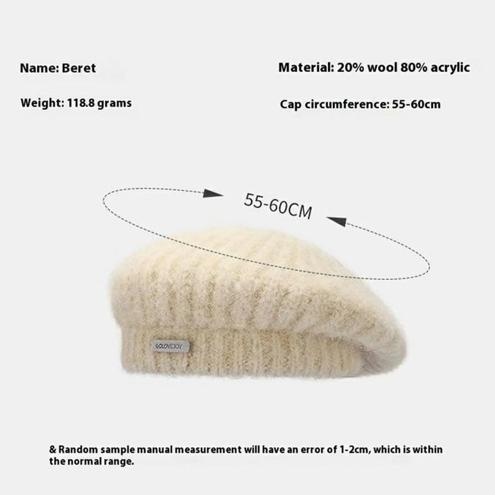 GOLOVEJOY DMZ103 Solid Color Winter Wool Warm Hat Elastic Knitted Beret Cap - Beige - 5
