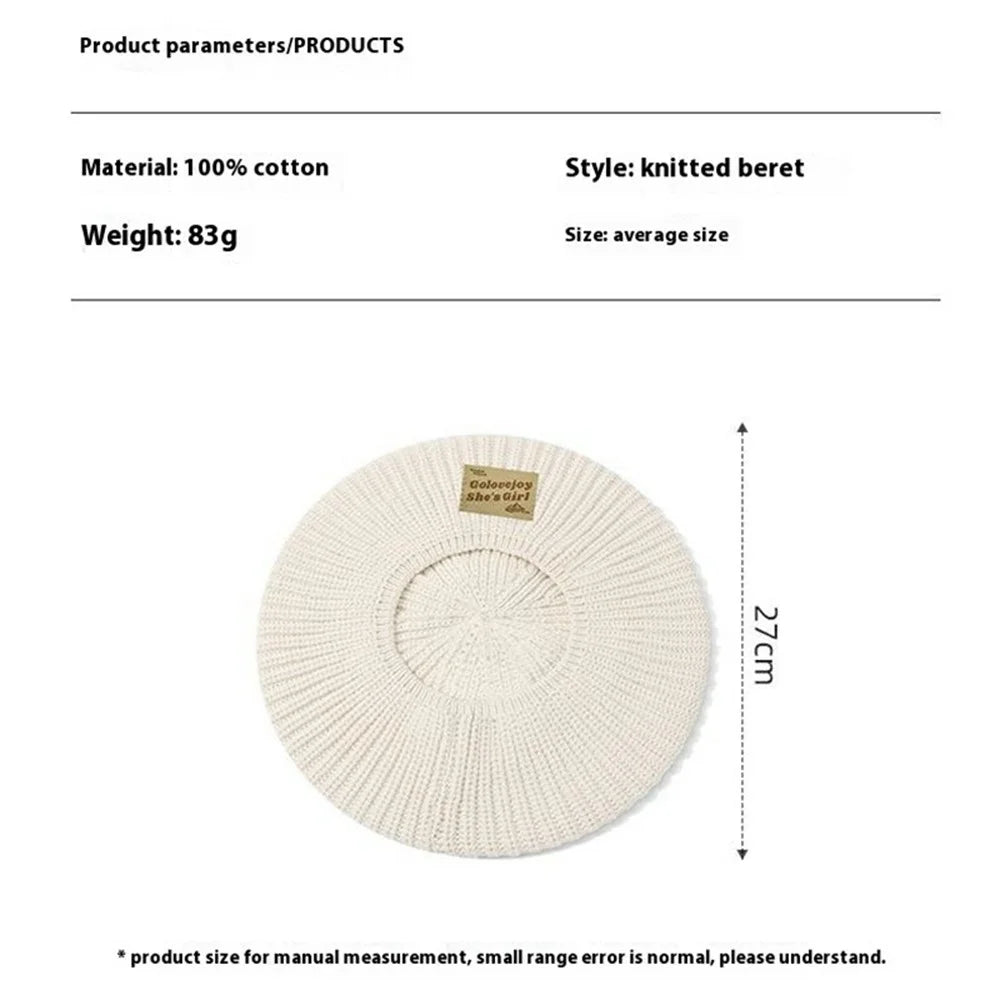 GOLOVEJOY DMZ108 Letters Cloth Decor Women Winter Warm Hat Elastic Cotton Knitted Beret Cap - Beige - 4