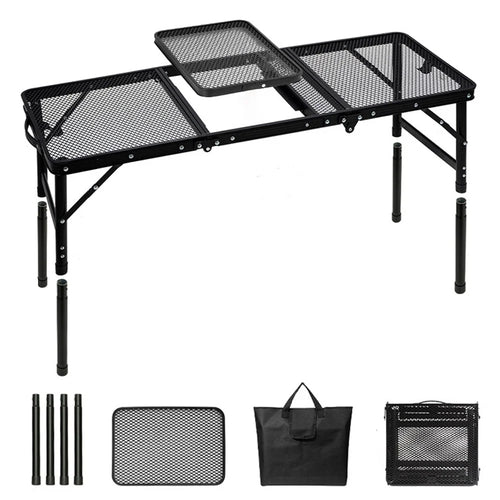 Outdoor Folding IGT Table Barbecue Mesh Table Lightweight Camping Height Adjustable Mesh Table, Size L - 1