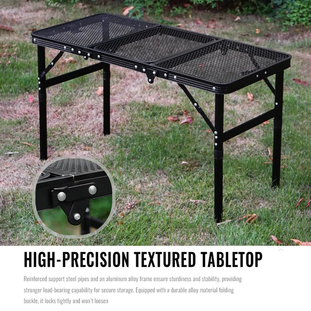 Outdoor Folding IGT Table Barbecue Mesh Table Lightweight Camping Height Adjustable Mesh Table, Size L - 7